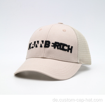 Beige Herren 6 Panel bestickte Trucker Hüte